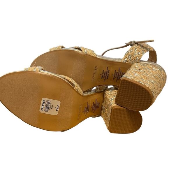 Express Metallic Strad Jute Block Heeled Sandals Size 7 NEW - Picture 6 of 6